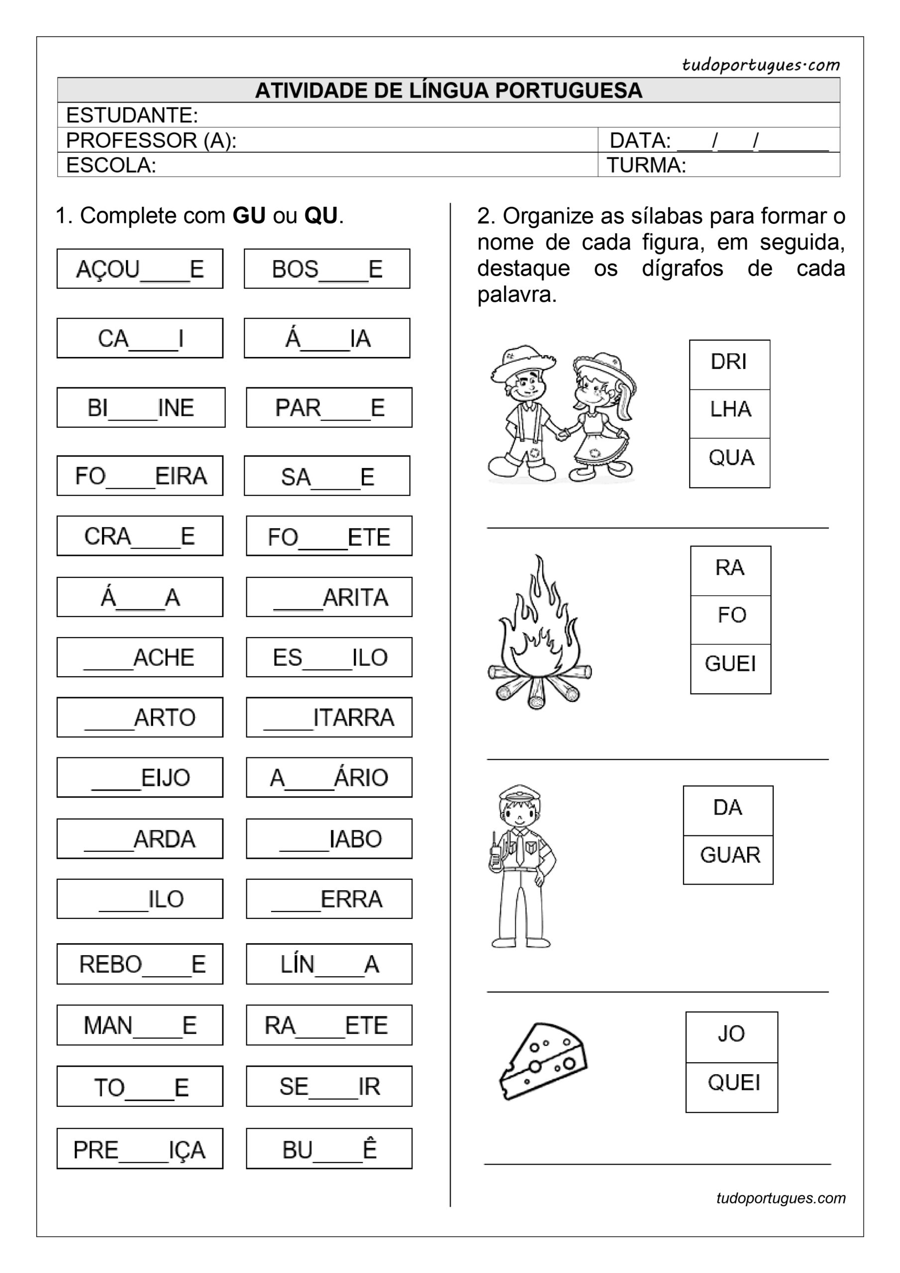 atividade de ortografia 2 ano