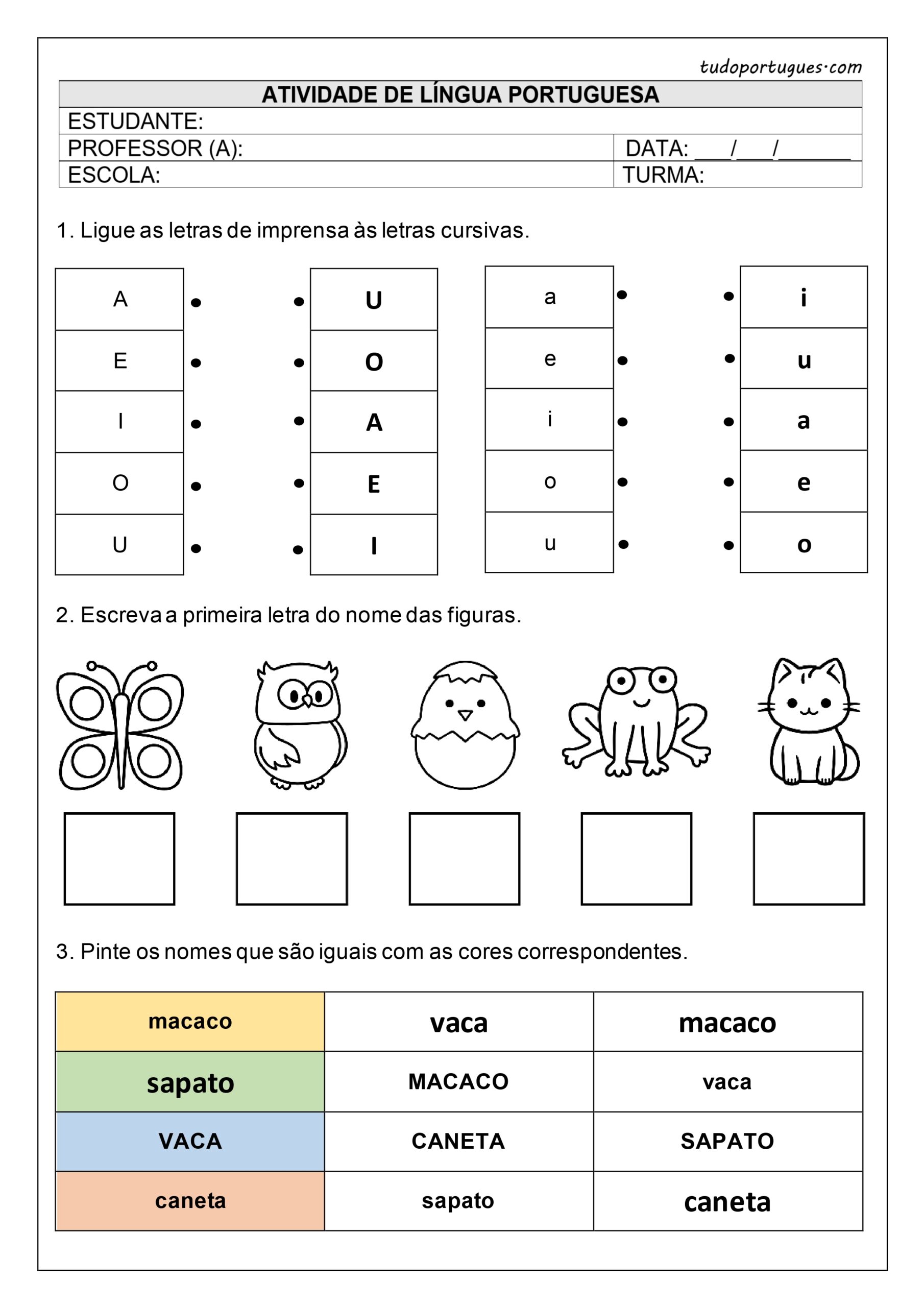 Atividade tipos de letras